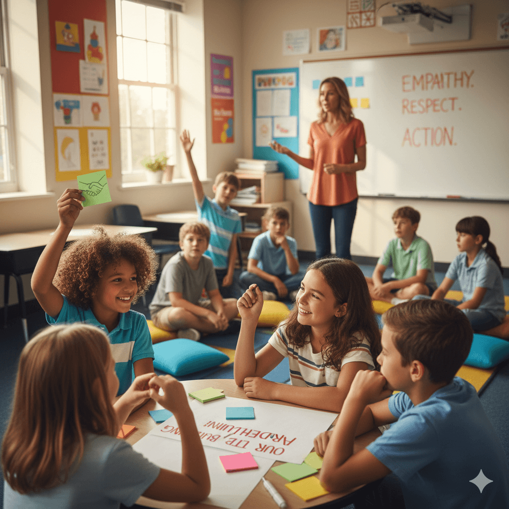 Estudiantes y docentes participando en talleres educativos
